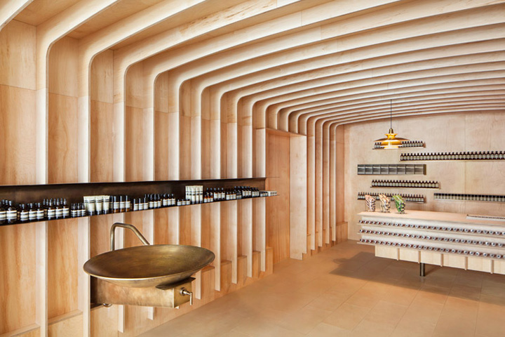 Aesop New York store by March Studio with wood-rib interior