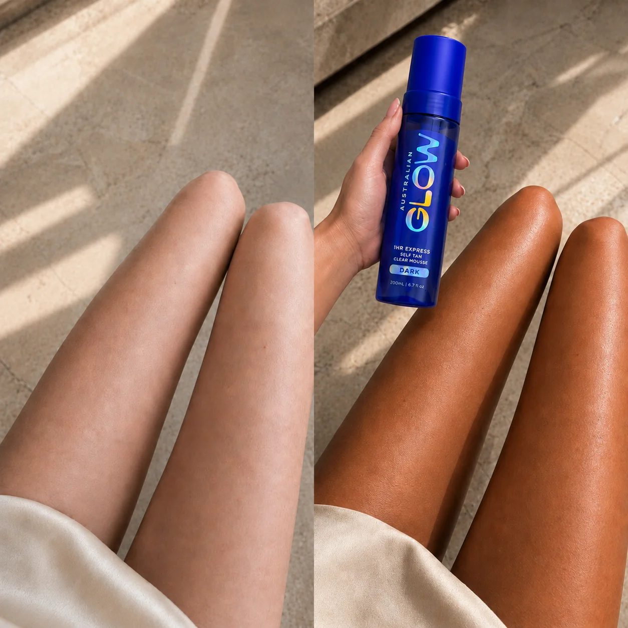 Australian Glow before and after — develop comparison