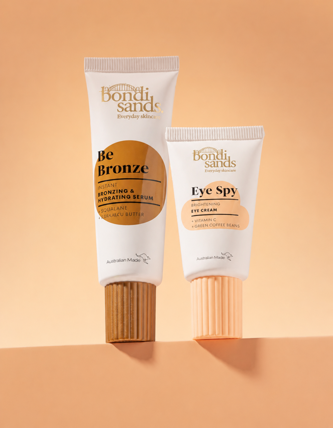 Bondi Sands Be Bronze serum and Eye Spy eye cream — editorial still