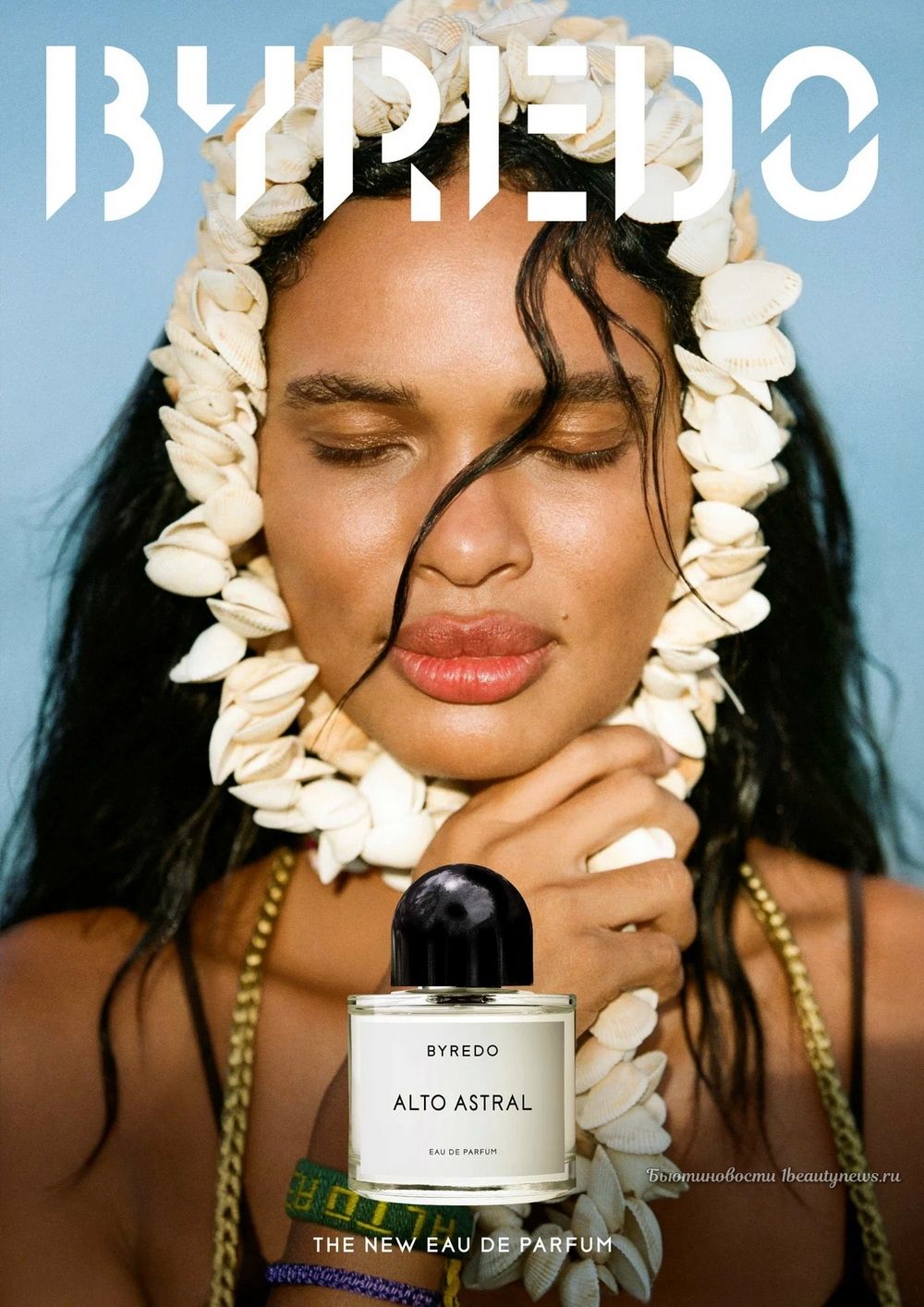 Byredo Alto Astral campaign with shell headdress