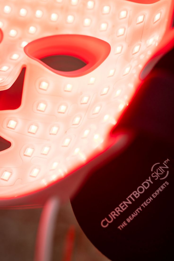 CurrentBody Skin LED Mask macro detail — the clinical-grade silicone-housed diode array