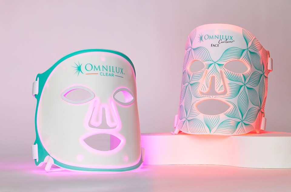 Omnilux Contour Face and Clear masks together — the dermatologist-trusted LED pair
