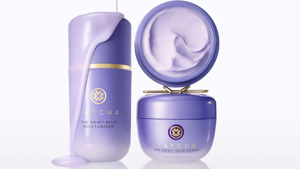Tatcha The Dewy Skin Cream open jar showing texture