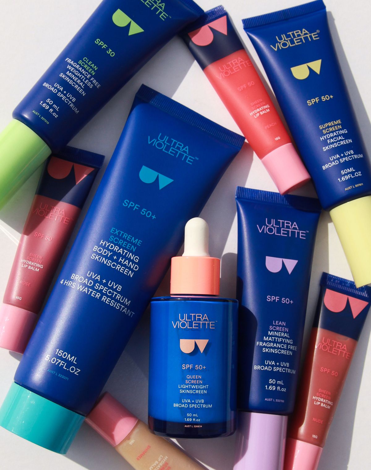 Ultra Violette Skinscreen range editorial — the hero shot