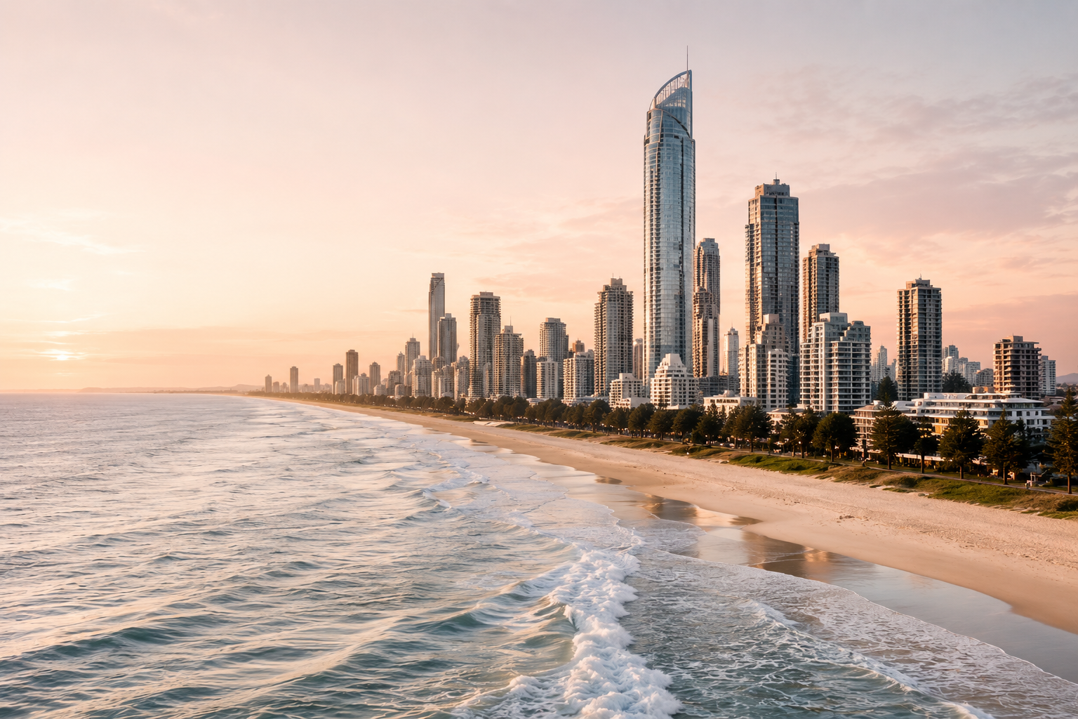 Gold Coast cityscape and beach