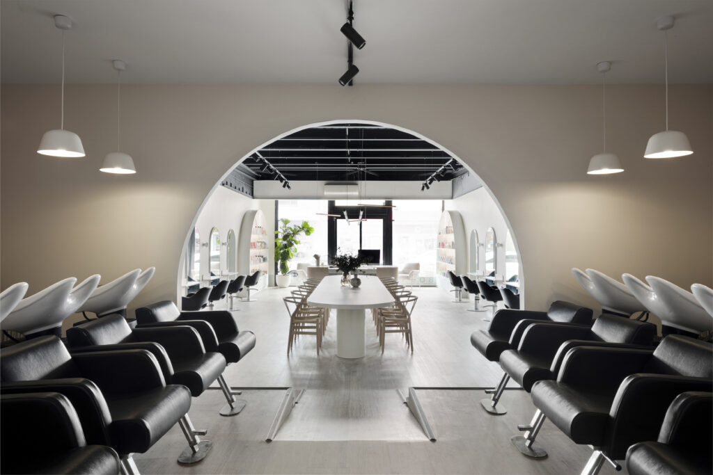 BODA Hair Boutique — arched mirror interior