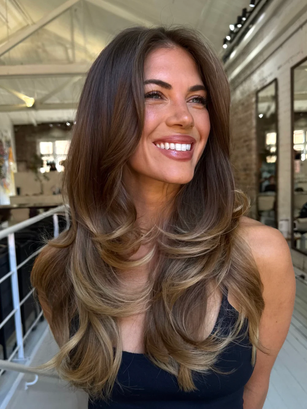 EdwardsAndCo signature blowwave on brunette long hair
